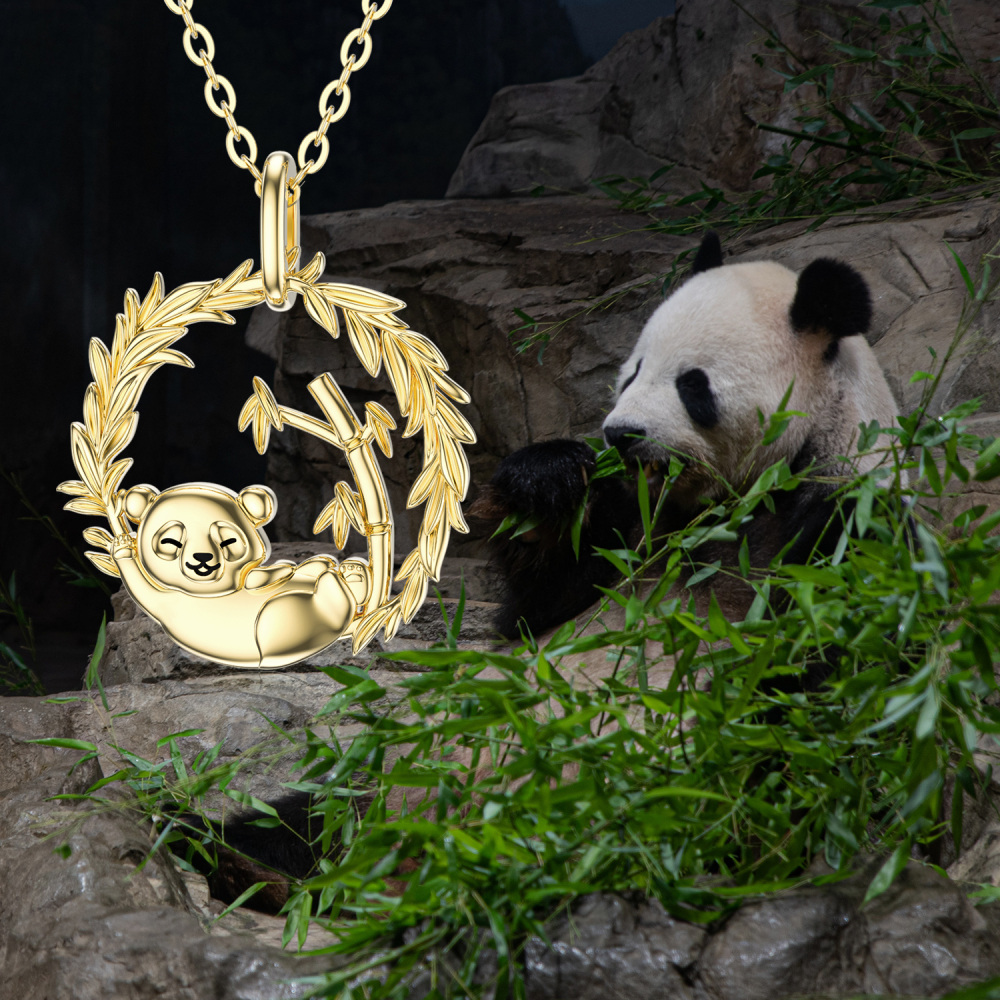 10K Gold Panda Pendant Necklace-6