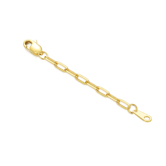 Cadena extensora de cadena con clip de papel de oro de 14 quilates y 1 pulgada para mujer