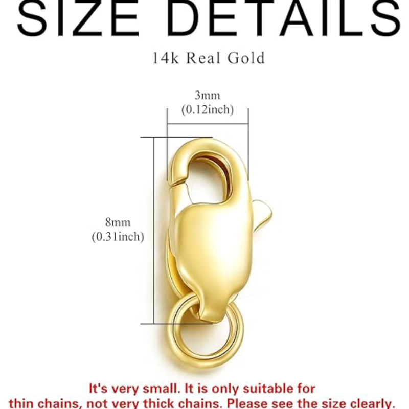 Cadena extensora de cadena con clip de papel de oro de 10 quilates y 1 pulgada para mujer-3