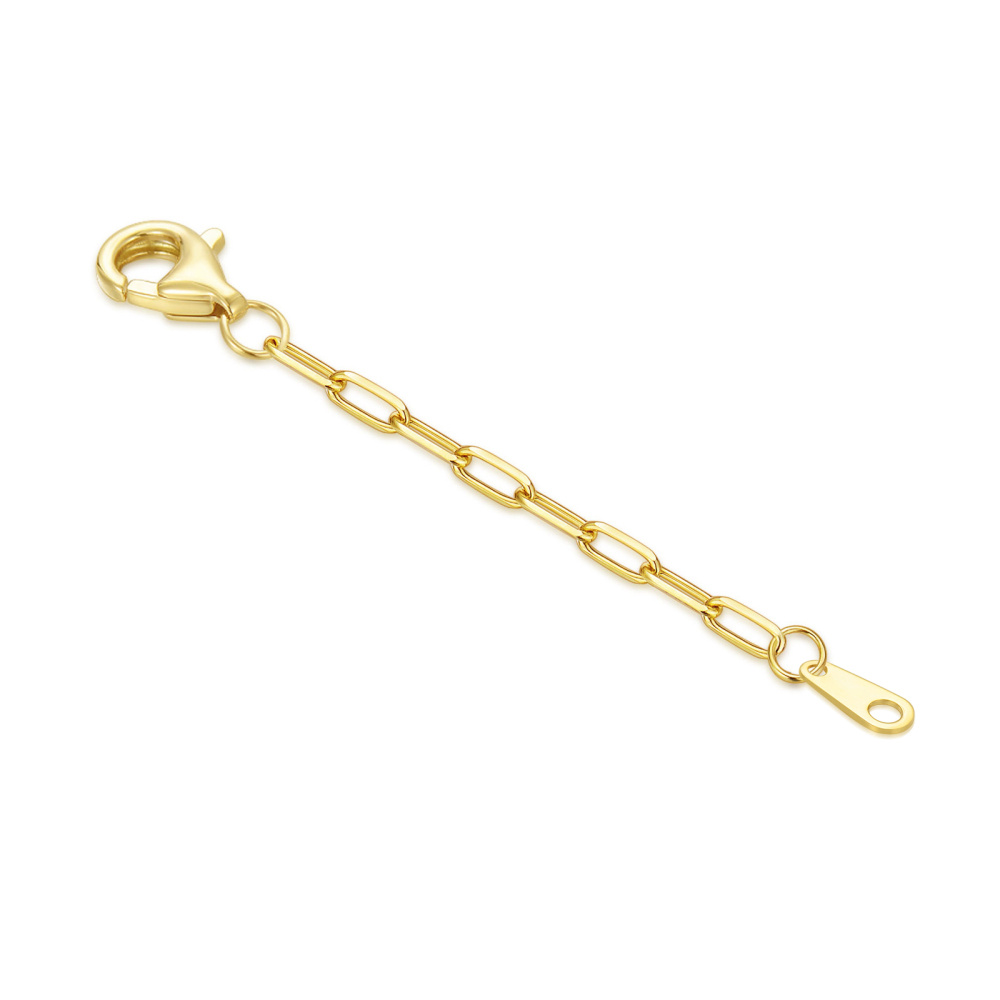 10K Gold Paper Clip Chain With Lobster Clasp Extender Chain 1Inch-1