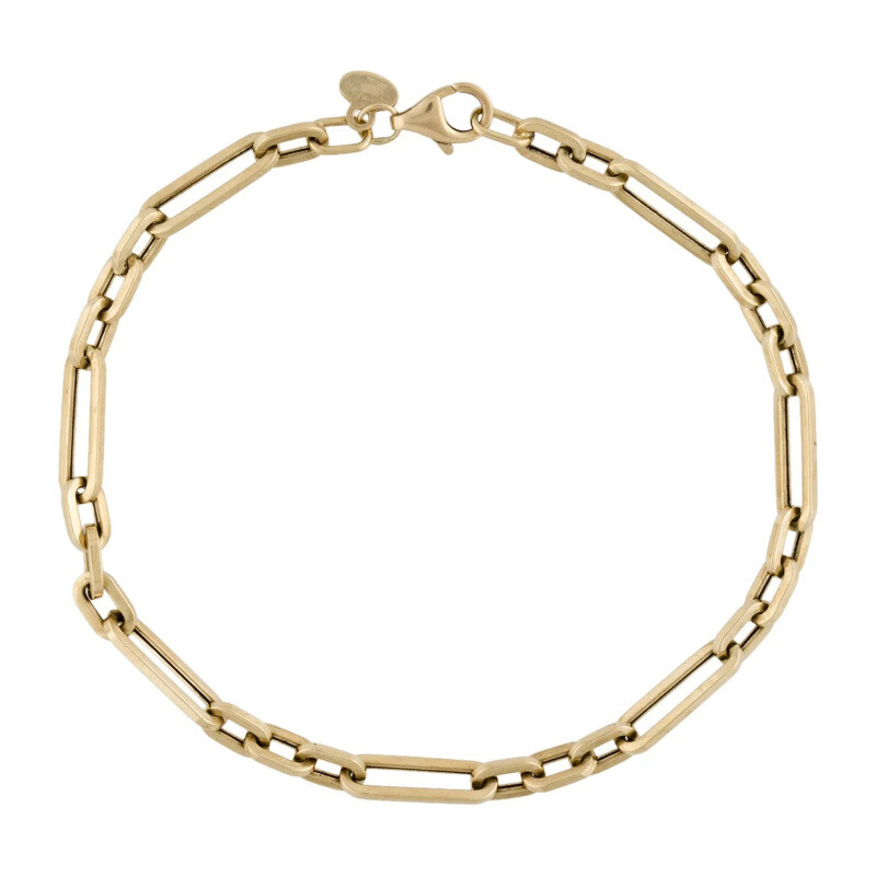 Pulsera de Cadena de Clip de Papel de Oro 14K-1