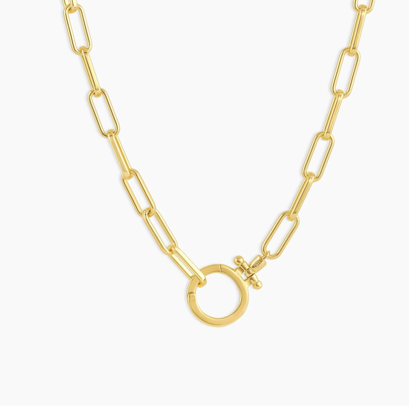 Collier chaîne trombone en or 18 carats-1