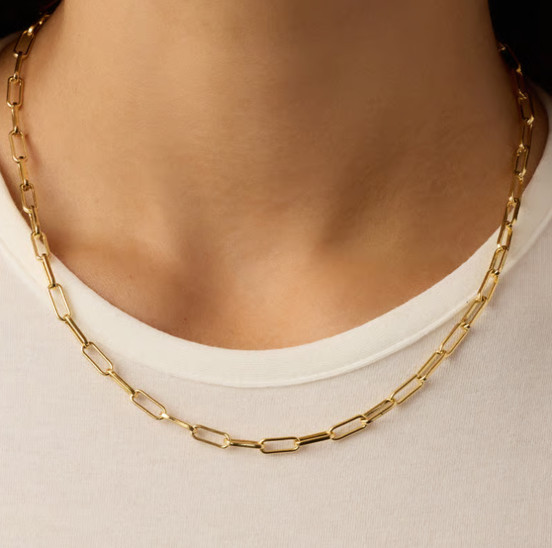 Collier chaîne trombone en or blanc 10 carats-2