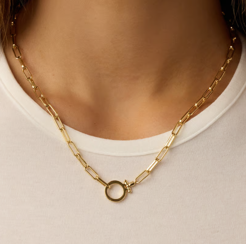 Collier chaîne trombone en or blanc 10 carats-3