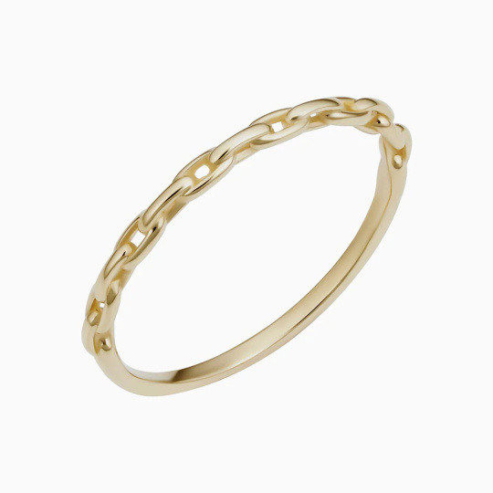 10K Gold Paperclip Link Stackable Ring