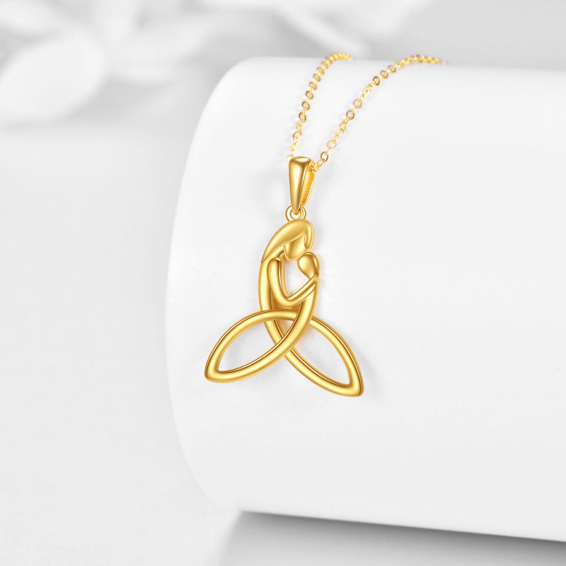 14K Gold Parents & Children & Celtic Knot Pendant Necklace-3