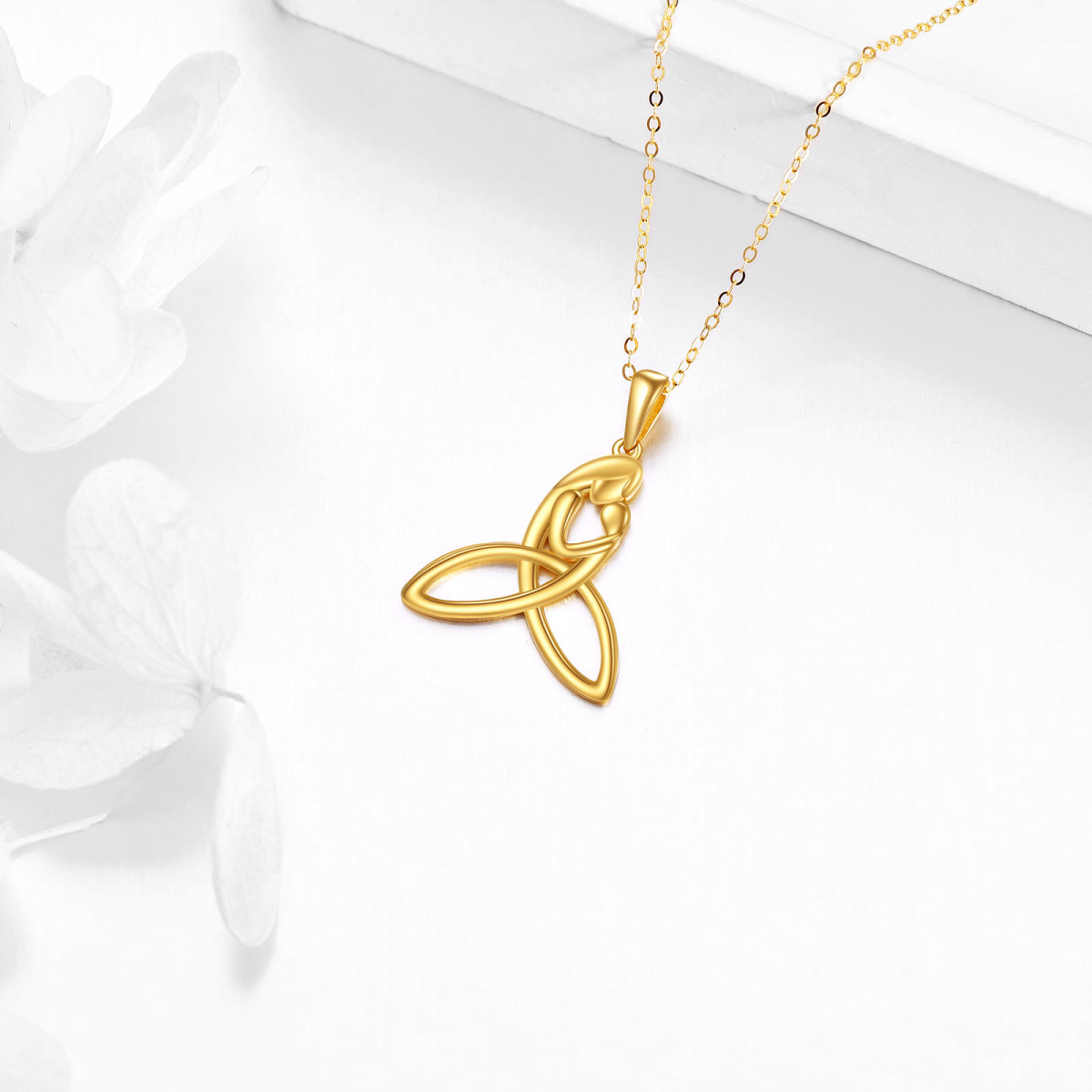 Collar con colgante de nudo celta para padres e hijos en oro de 14 quilates-4