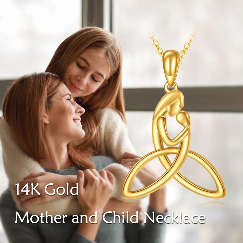 14K Gold Parents & Children & Celtic Knot Pendant Necklace-6