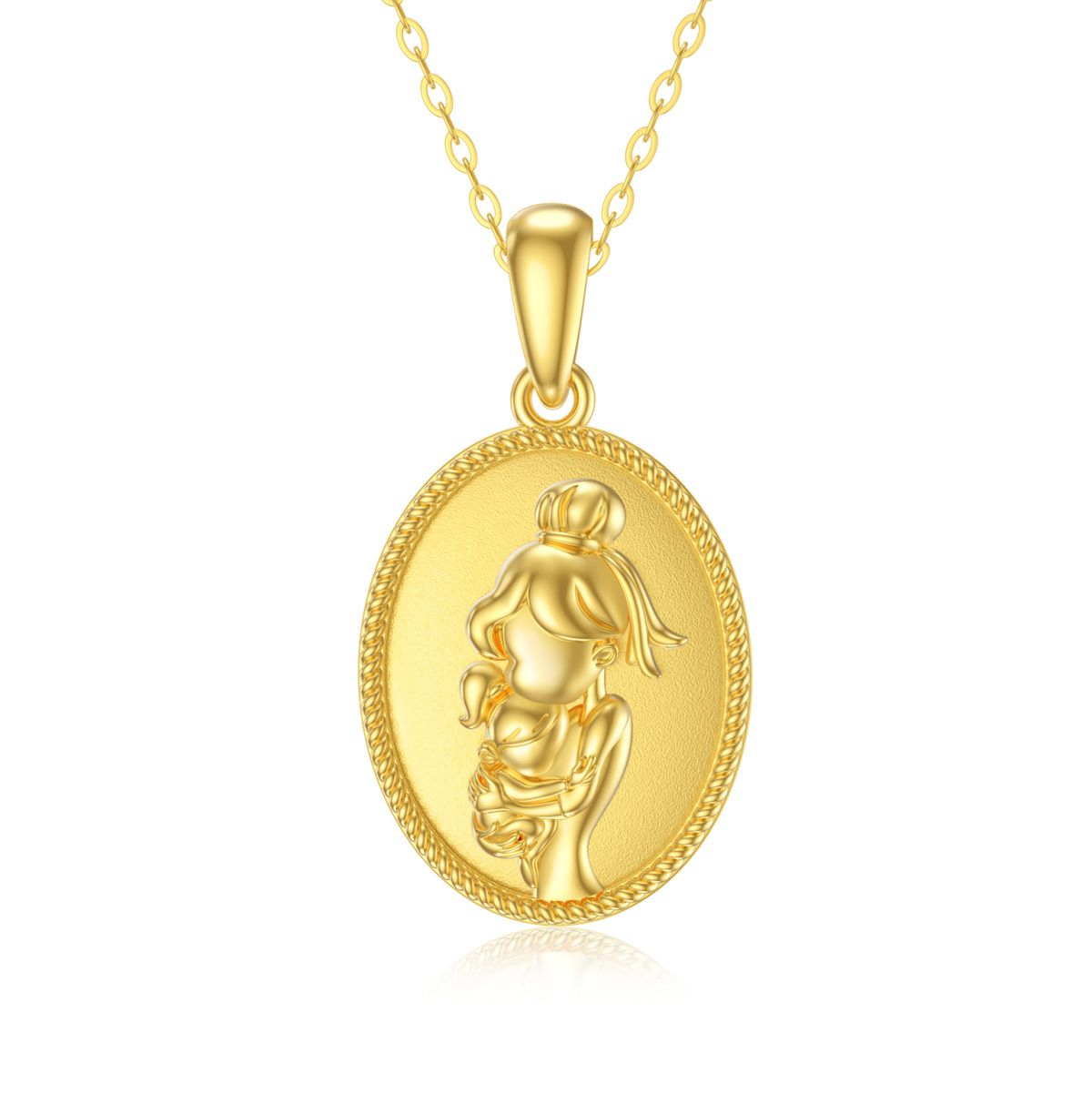 Collana con ciondolo a moneta in oro 14K Genitori e figli-1