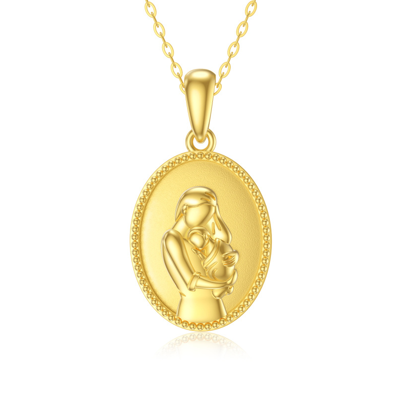 10K Gold Parents & Children Coin Pendant Necklace-1
