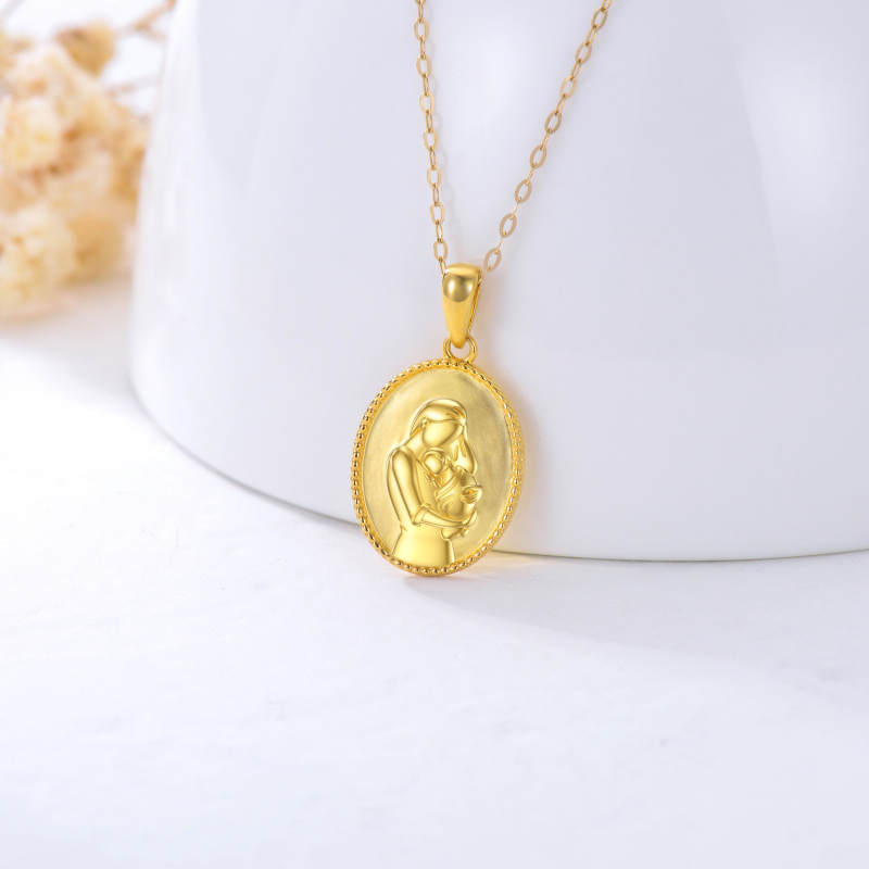 10K Gold Parents & Children Coin Pendant Necklace-4