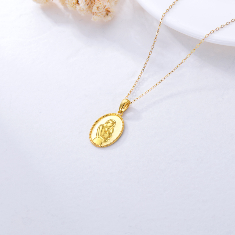 10K Gold Parents & Children Coin Pendant Necklace-5