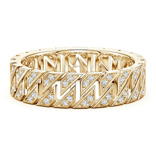 10K Gold Pavé-Set Lab-Grown Diamond Octagon-Shaped Wedding Ring for Men