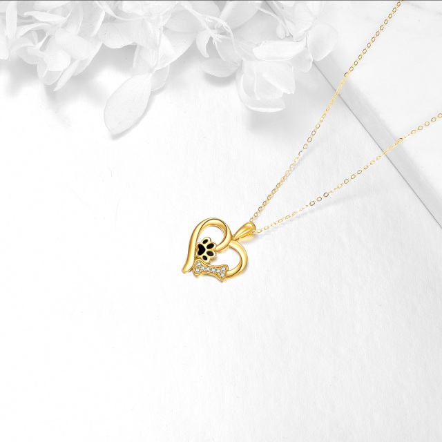 Collana con ciondolo a forma di zeta e cuore in oro 14K-3