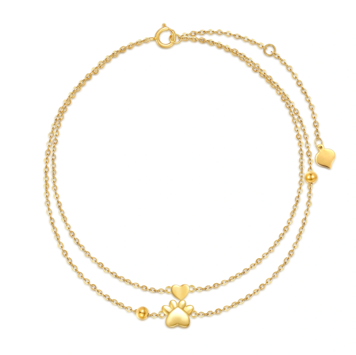 18K Gold Paw Multi-layered Anklet-1