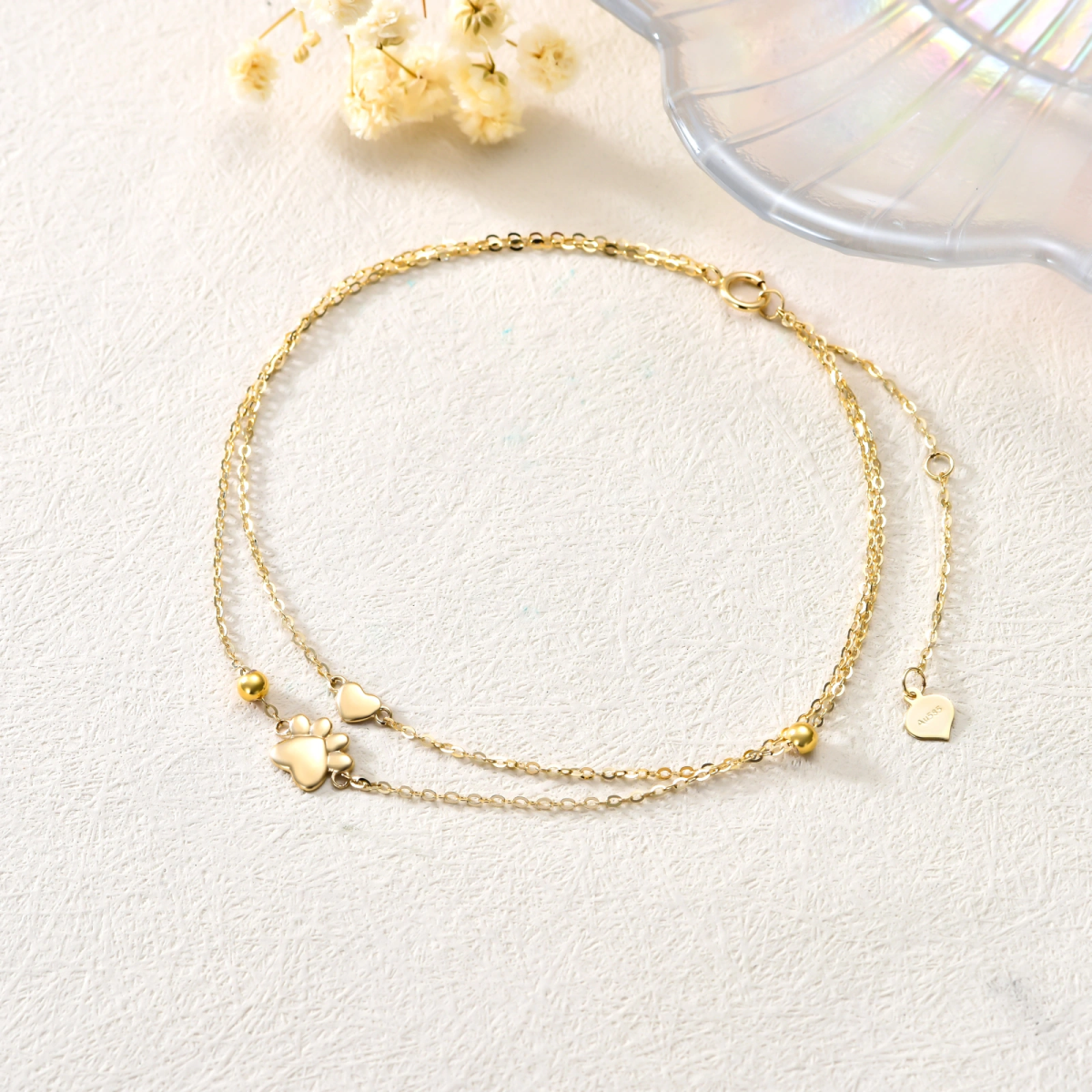 10K Gold Paw Multi-layered Anklet-3