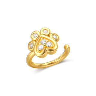 14K Gold Cubic Zirconia Paw Nose Ring-59