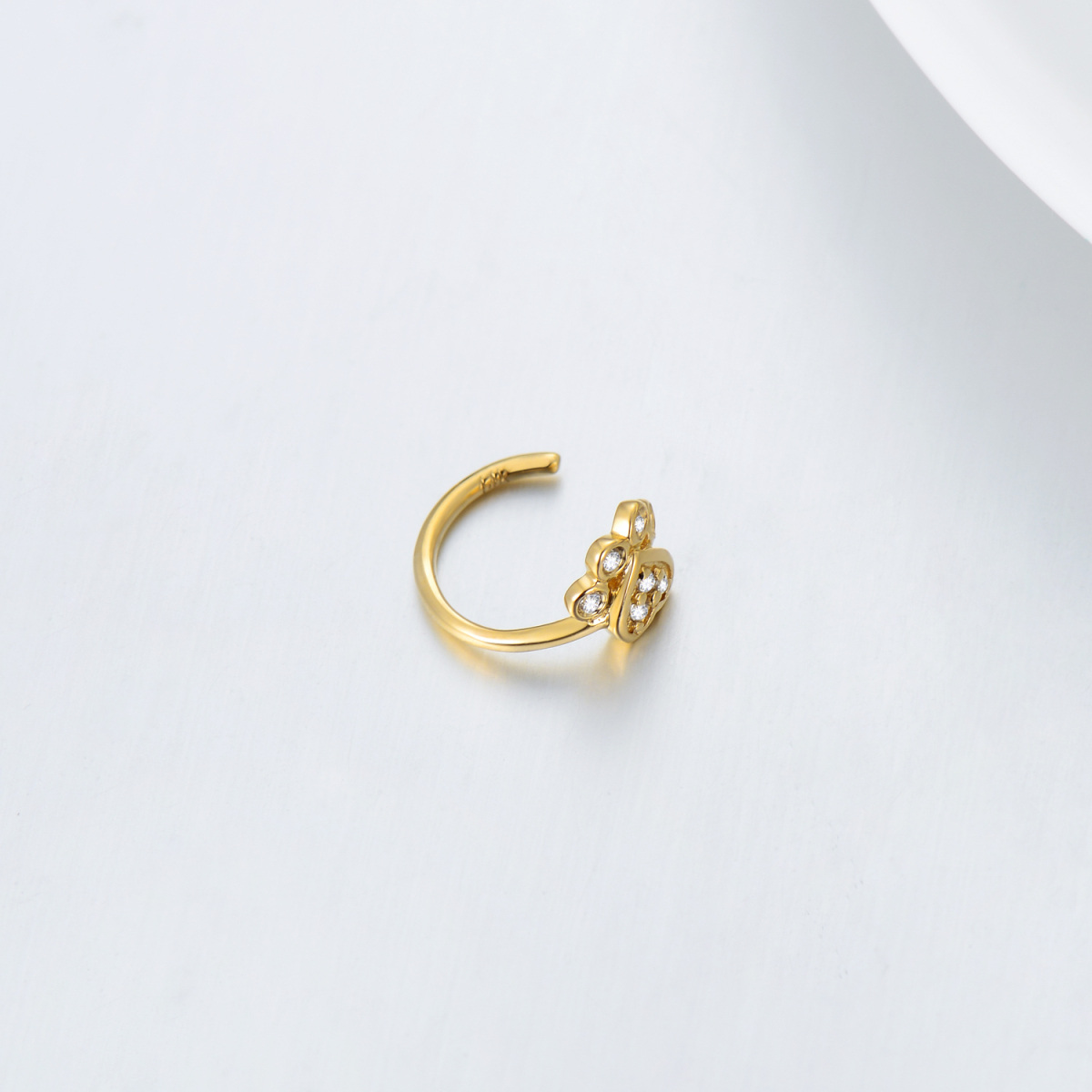 14K Gold Cubic Zirconia Paw Nose Ring-3