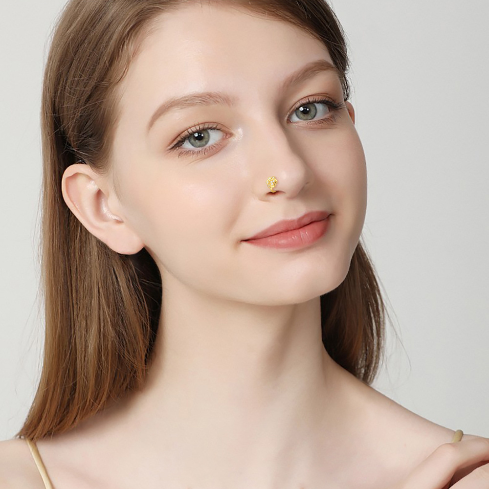 9K Gold Cubic Zirconia Paw Nose Ring-4