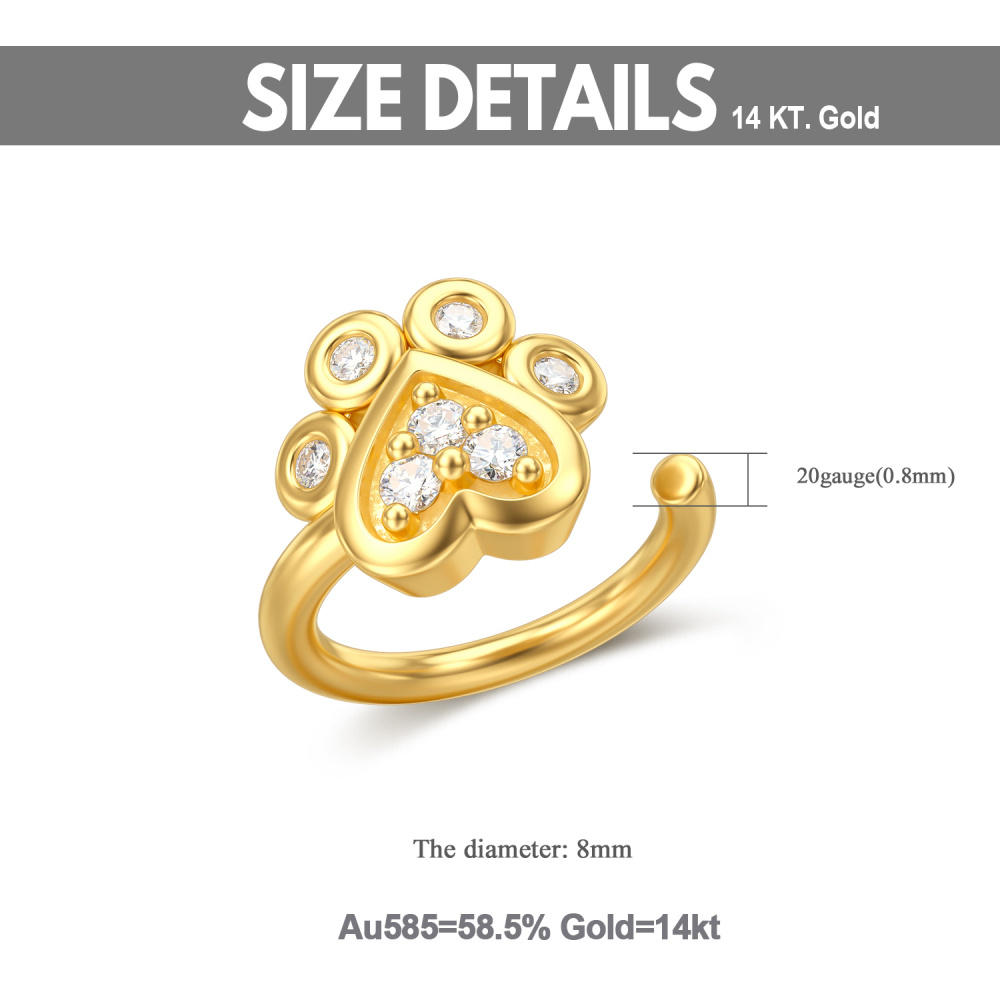 9K Gold Cubic Zirconia Paw Nose Ring-5