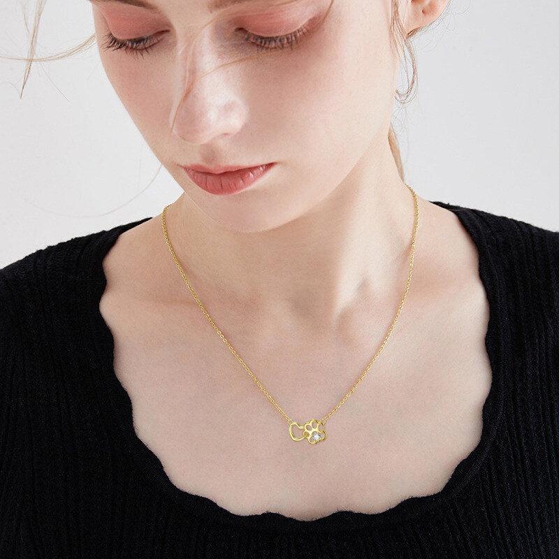 Collier pendentif patte en or 10 carats et zircon cubique-2