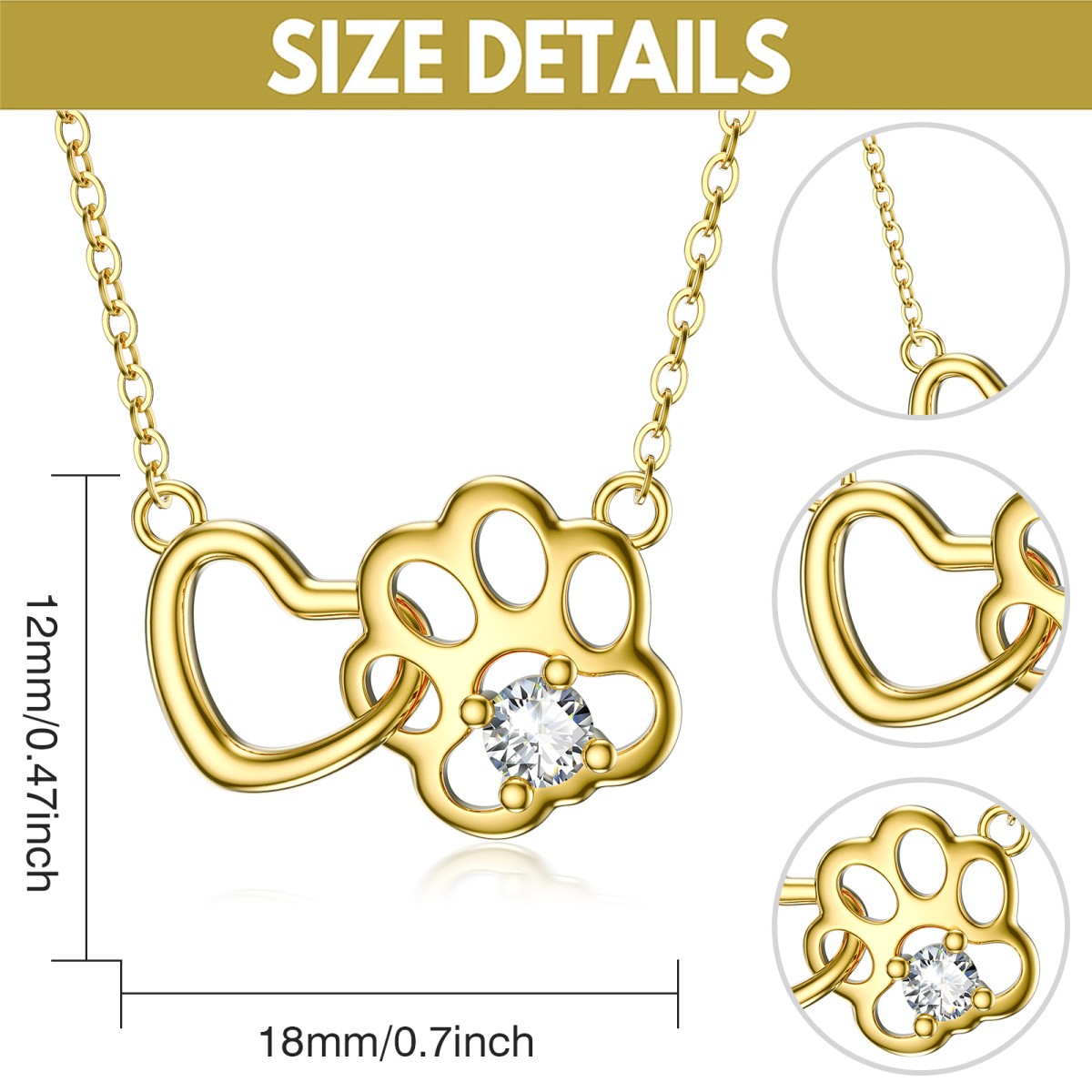 10K Gold Cubic Zirconia Paw Pendant Necklace-3