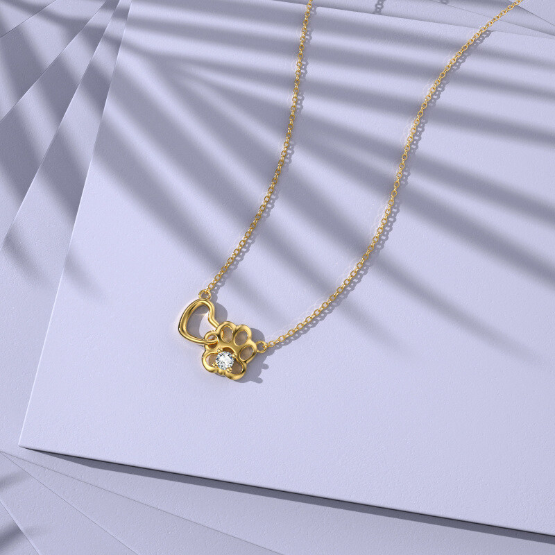 Collier pendentif patte en or 10 carats et zircon cubique-5