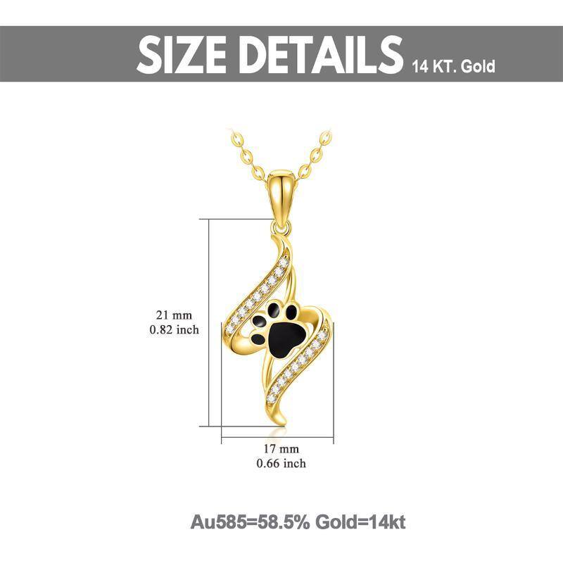 10K Gold Cubic Zirconia Paw Pendant Necklace-5