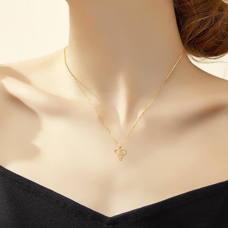 Collier avec pendentif patte en or 14K à zircon cubique-2