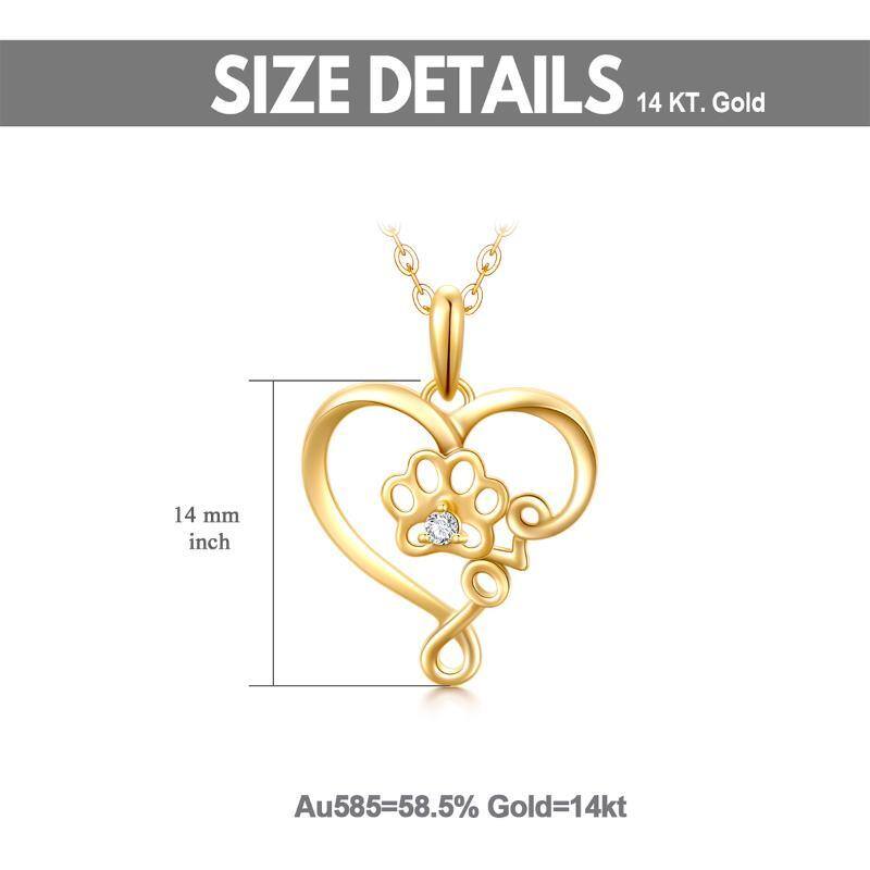 10K Gold Cubic Zirconia Paw Pendant Necklace-5