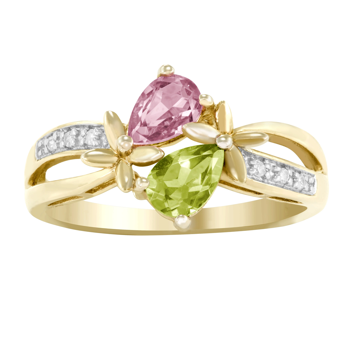 Anillo de mariposa con corte de pera en oro de 14 quilates-1