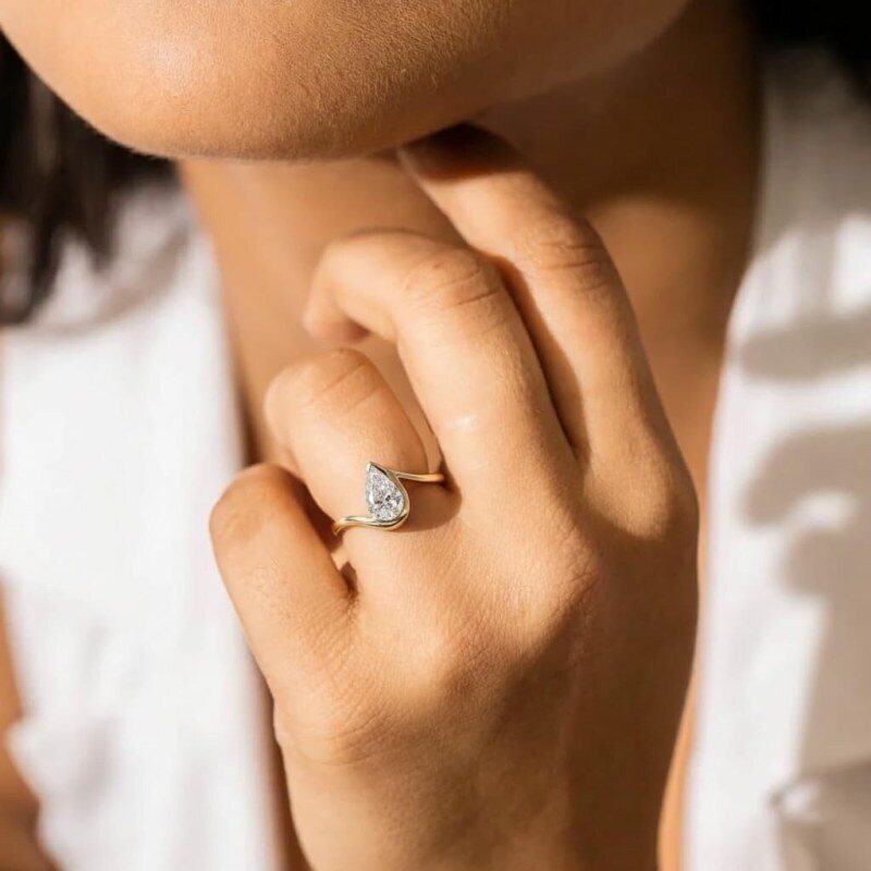 14K Gold Pear Cut Laboratory Diamonds Custom Engagement Ring D Color VVS1-VS1 Clarity 3EX IGI Certified-2