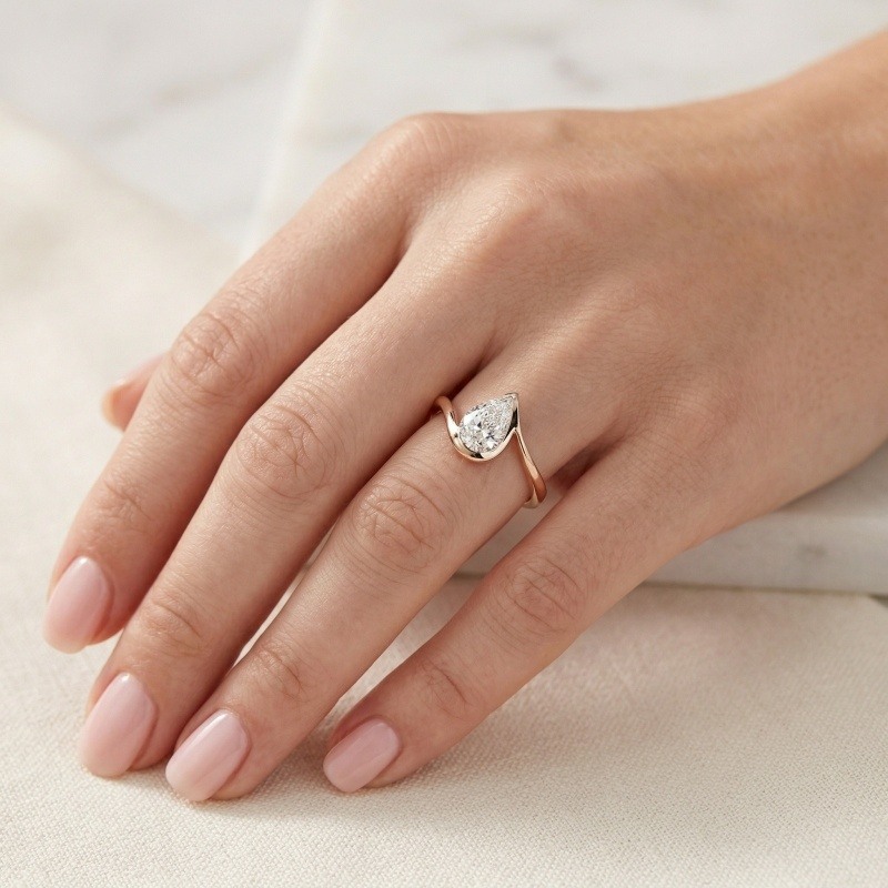 14K Gold Pear Cut Laboratory Diamonds Custom Engagement Ring D Color VVS1-VS1 Clarity 3EX IGI Certified-3