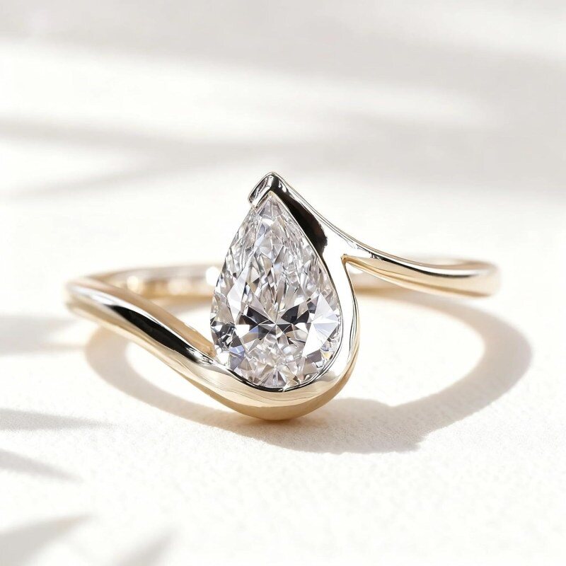 14K Gold Pear Cut Laboratory Diamonds Custom Engagement Ring D Color VVS1-VS1 Clarity 3EX IGI Certified-4