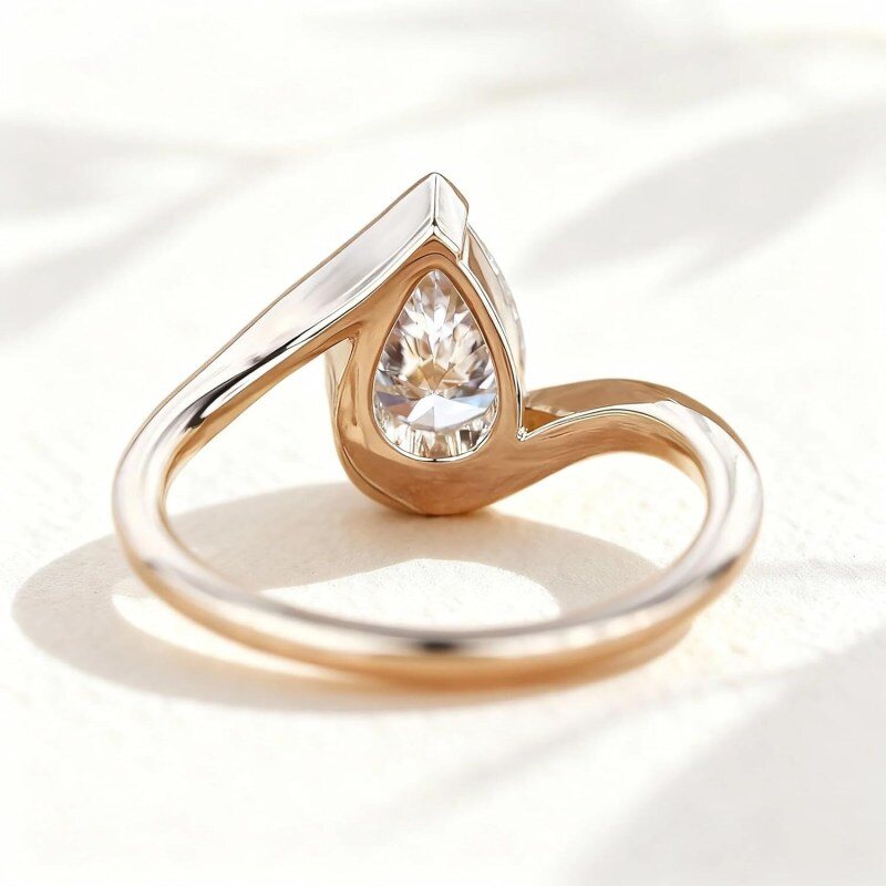 14K Gold Pear Cut Laboratory Diamonds Custom Engagement Ring D Color VVS1-VS1 Clarity 3EX IGI Certified-5