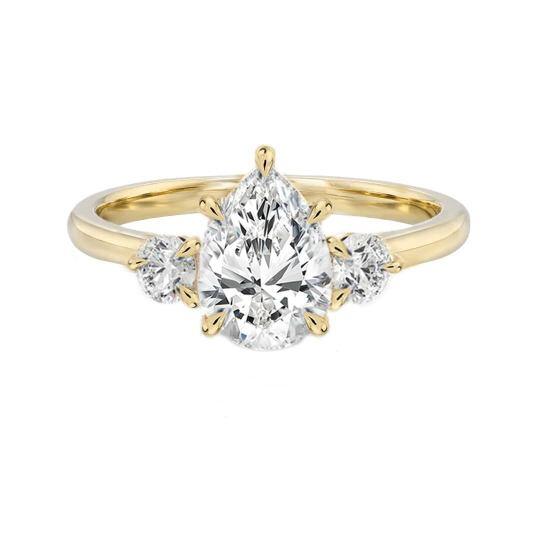 10K Gold Pear Cut Moissanite Engagement Ring