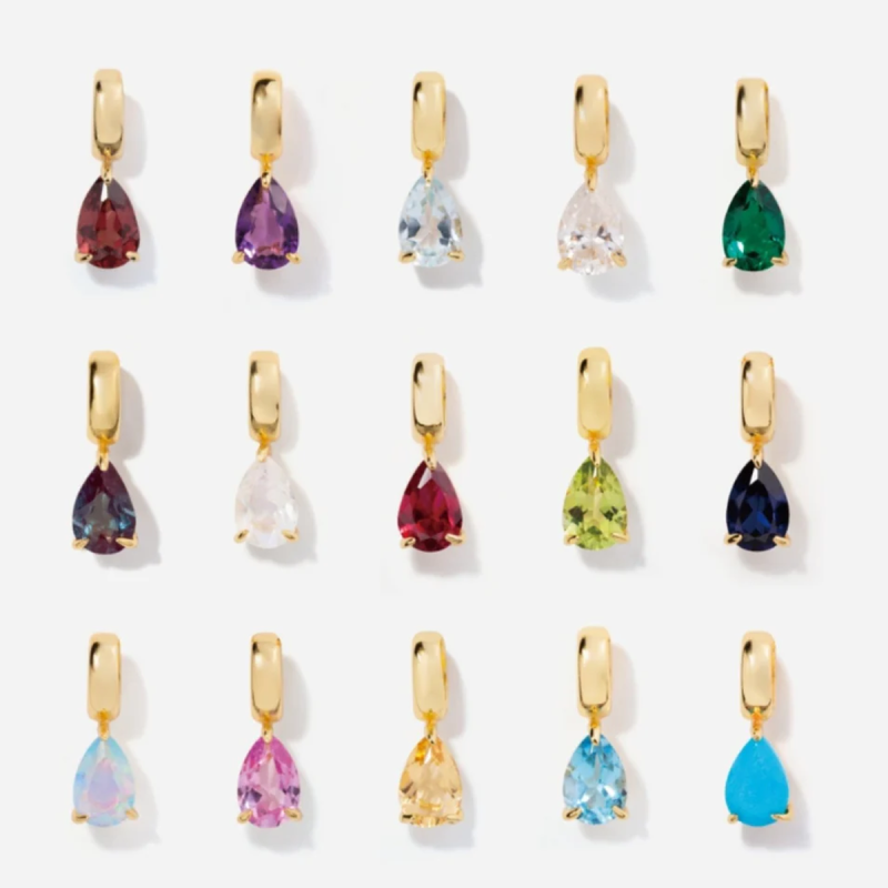 Colar com pendente personalizado em ouro vermeil com pedra de nascimento em forma de pera e homenagem às mães e irmãs-5