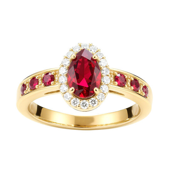 14K Gold Pear Cut Ruby Engagement Ring