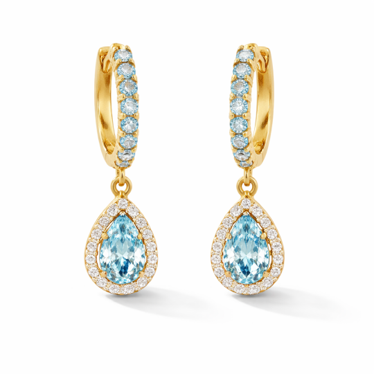 10K Gold Pear Cut Topaz Drop Shape Drop Earrings