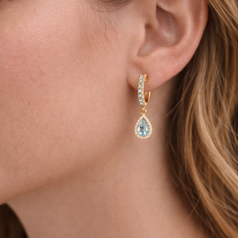 10K-Gold-Ohrringe mit Topas in Birnenform und tropfenförmigem Design-2