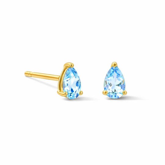 10K Gold Pear Cut Topaz Stud Earrings