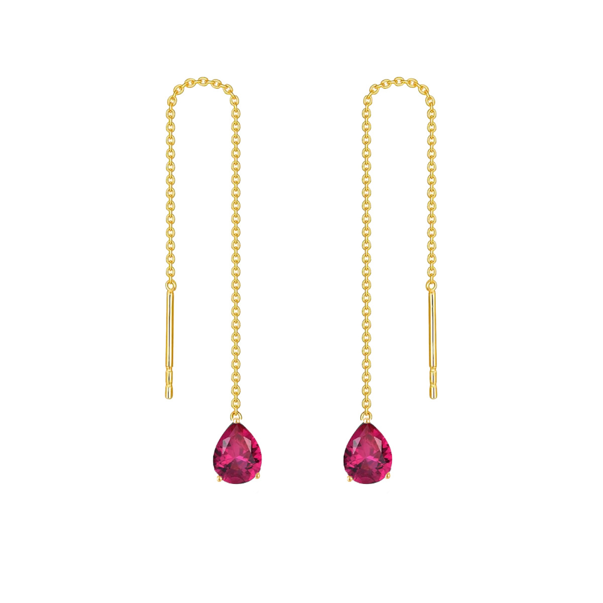 14K Gold Pear Cubic Zirconia Drop Shape Drop Earrings-1