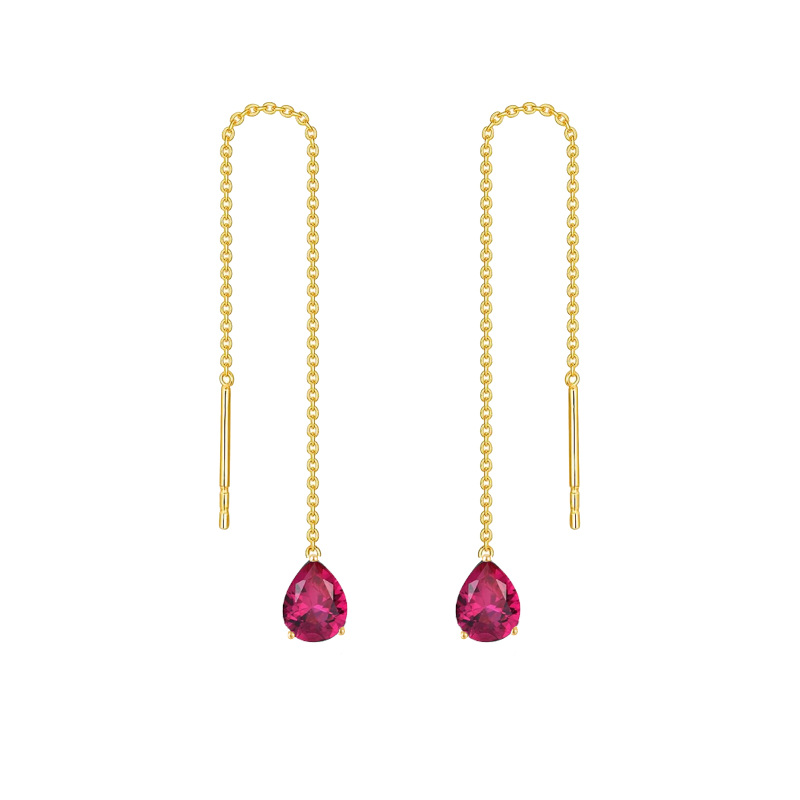 10K Yellow Gold Pear Cubic Zirconia Drop Earrings For Women-18