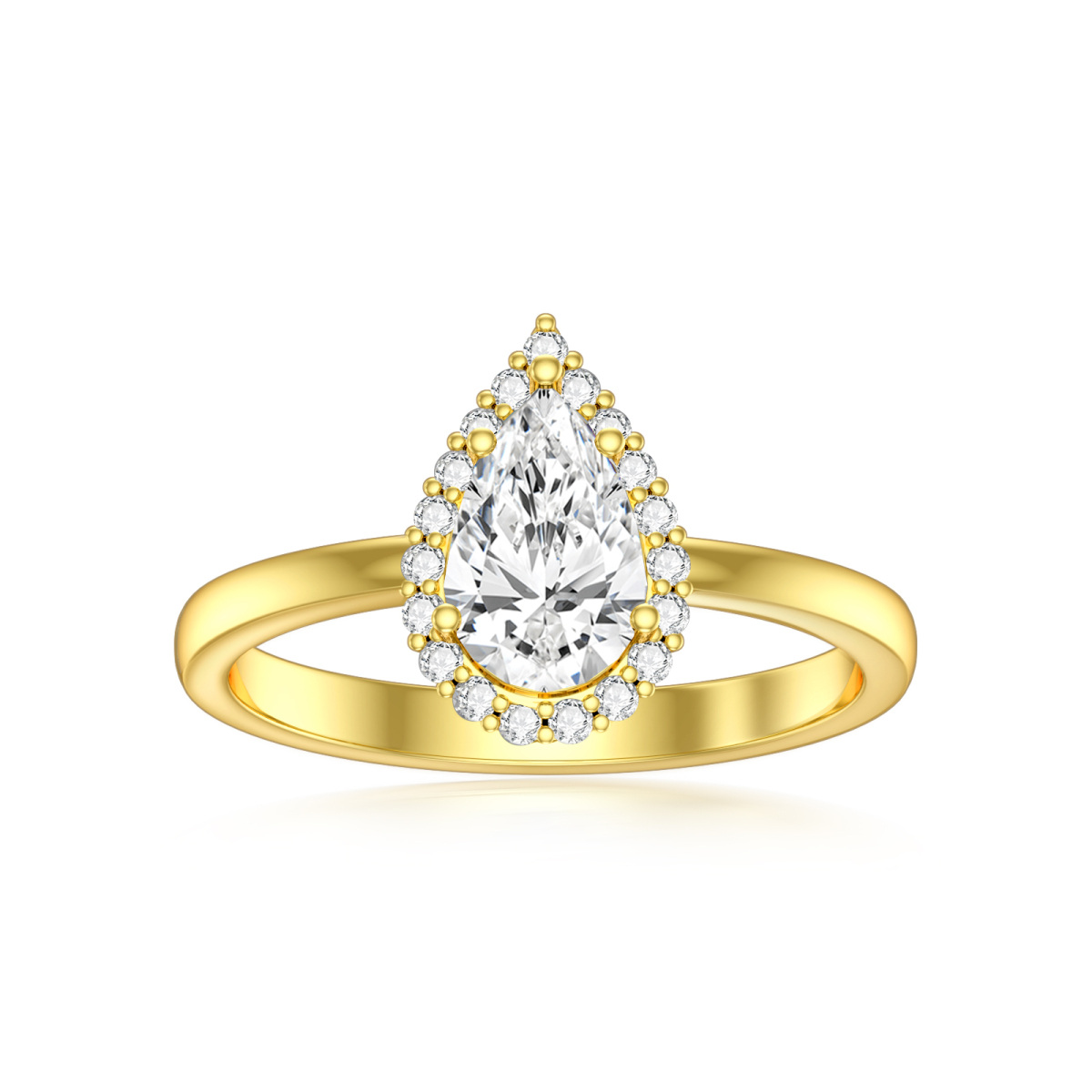 Anello di fidanzamento a forma di goccia con moissanite a forma di pera in oro 14K-1