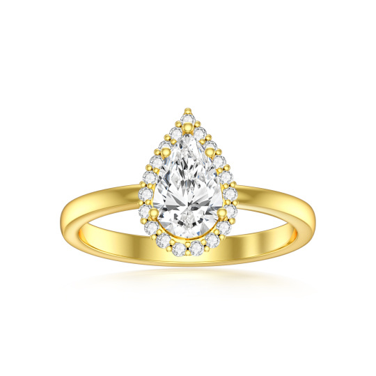 Bague de fiançailles en or 14 carats en forme de goutte avec moissanite en forme de poire