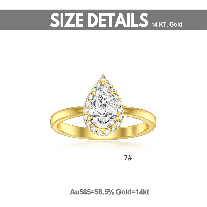 Bague de fiançailles en or 14 carats en forme de goutte avec moissanite en forme de poire-3