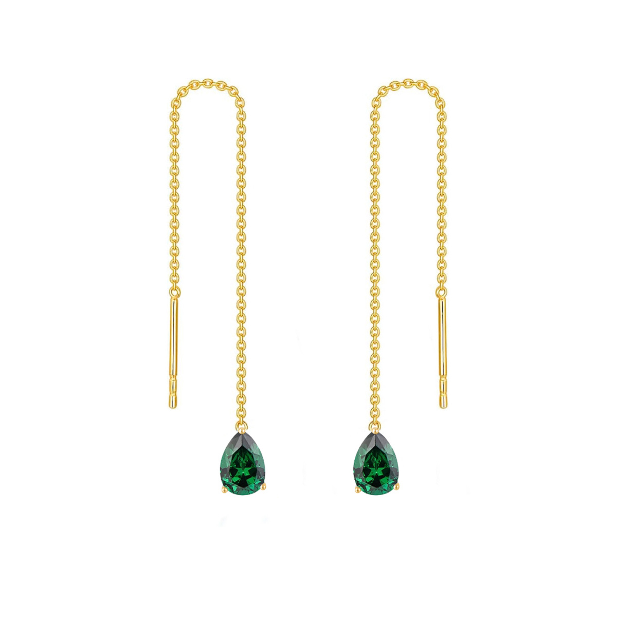 10K Gold Pear Cubic Zirconia Drop Earrings For Women-1