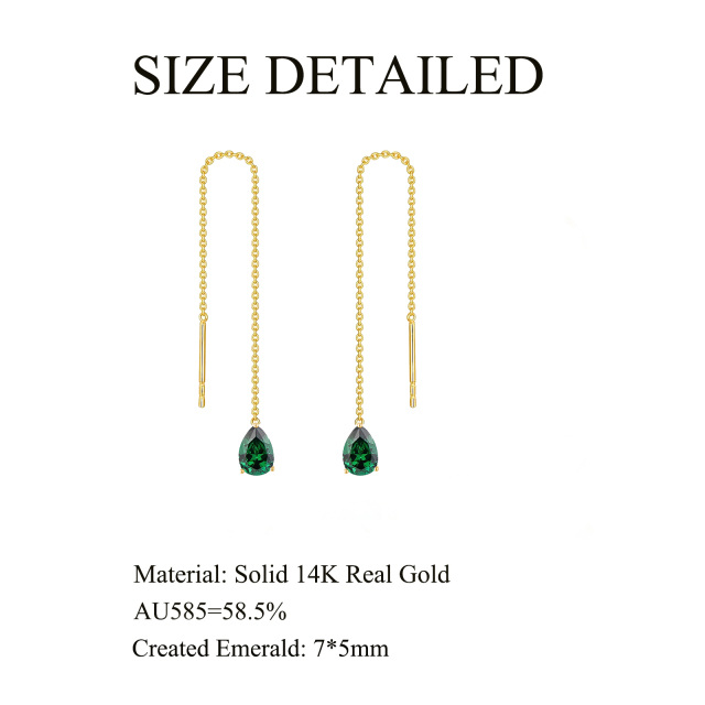 14K Gold Pear Shaped Cubic Zirconia Drop Shape Drop Earrings-6