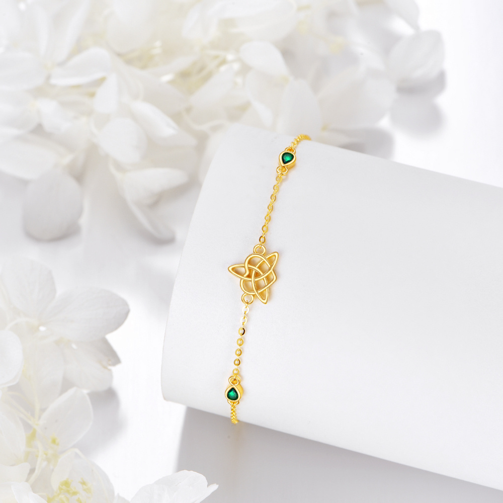 Pulsera Colgante Nudo Celta Esmeralda Forma Pera Oro 10K-4