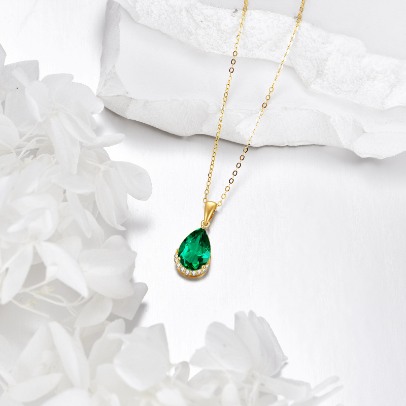 10K witgouden peervormige kristallen hangerketting-4